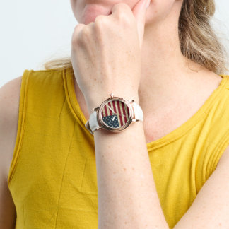 Montre "Élégance des étoiles et des rayures : Drapeau pat