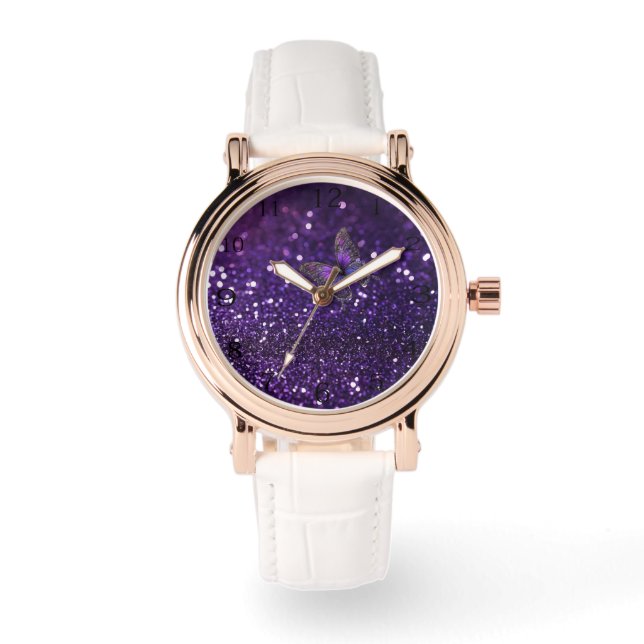 Montre Élégance Enchantante : Le papillon pourpre (Recto)