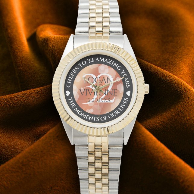 Montre Élégant 32ème anniversaire de Mariage de bronze (Elegant 32nd Bronze Wedding Anniversary Wristwatch Cover Photo)