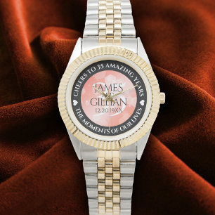 Montre Élégant 35e anniversaire de Mariage corallien