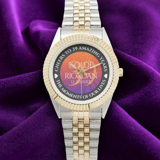 Montre Élégant 39e anniversaire du Mariage d'âge (Elegant 39th Agate Wedding Anniversary Wristwatch Cover Photo)