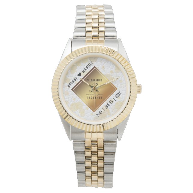 Montre Élégant 3ème anniversaire de Mariage en cuir (devant)