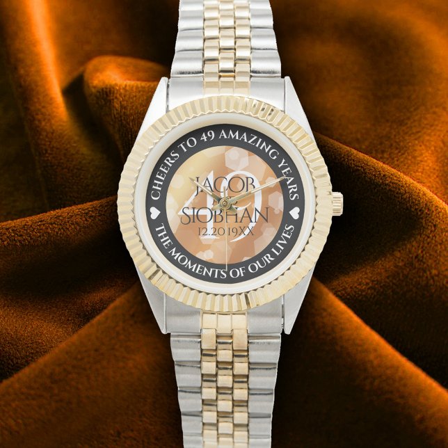 Montre Élégant 49ème anniversaire de Mariage de cuivre (Elegant 49th Copper Wedding Anniversary Wristwatch Cover Photo)