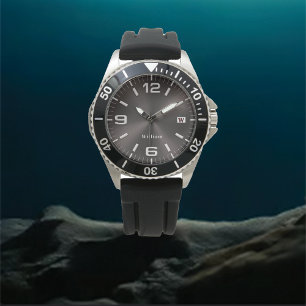 Montre Élégant argent monogrammé brossé métal