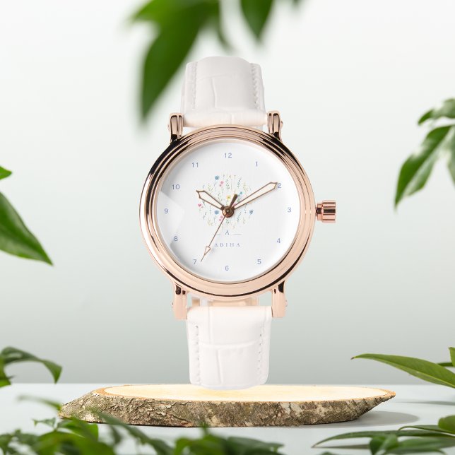 Montre Elégant Blue Floral personnalisé eWatch Watch (Créateur téléchargé)