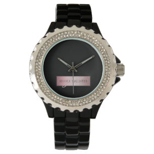 Montre Elégant Blush Faux Rose Gold   Nom et initiales