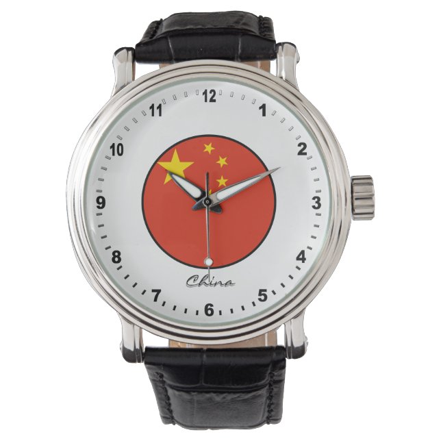 Montre Elégant China Watch & drapeau chinois / Beiging (devant)