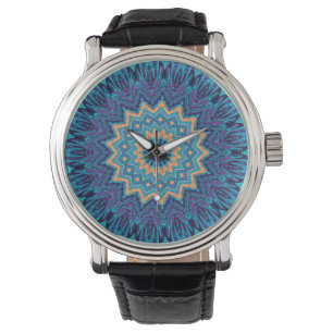 Montre élégant cool bleu mandala moquette motif