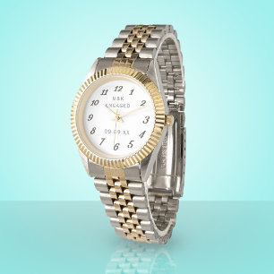 Montre Élégant couple monogramme Fiançailles engagé