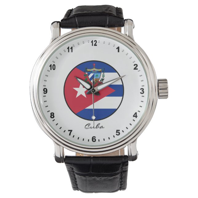 Montre Elégant Cuba Watch & drapeau cubain / La Havane (devant)