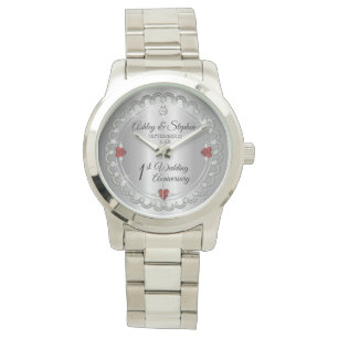 Montre Élégant Diamants de grenat 1er anniversaire Mariag