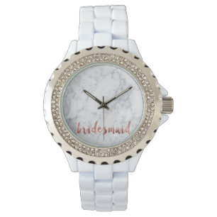 Montre élégant faux rose or blanc marbre bridesmaid