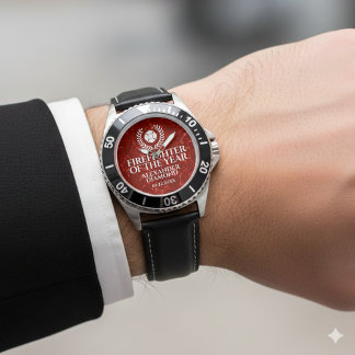 Montre Elegant Firefighter of the Year Red Marble