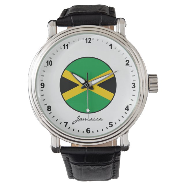 Montre Elegant Jamaica Watch & drapeau jamaïcain (devant)