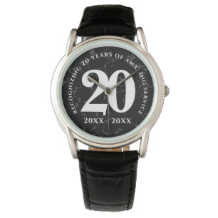 Montre Élégant Marbre Noir 20 Anniversaire du travail