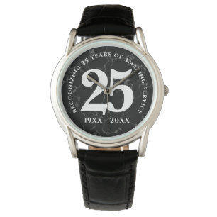 Montre Élégant Marbre Noir 25 Anniversaire du Travail