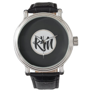 Montre Élégant minimal d'or noir Monogramme