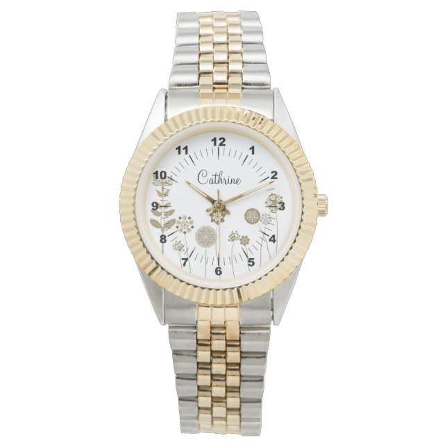 Montre Élégant minimalisme floral or doux intemporel (devant)