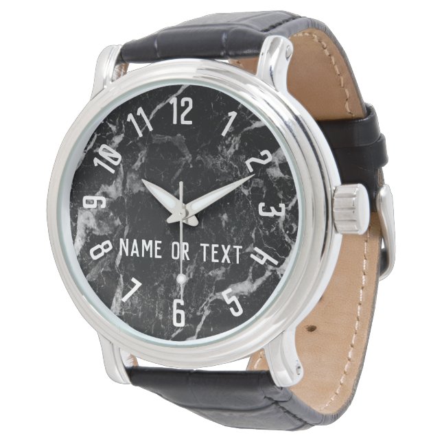 Montre Élégant moderne marbre noir Groomsman Best Man (Incliné)