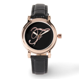 Montre Élégant Monogramme F Black Rose Gold