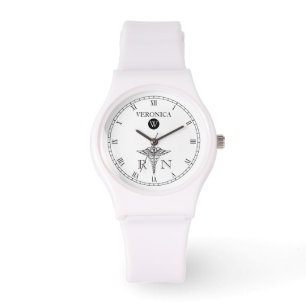 Montre Elégant Monogramme Noir Blanc Visage Infirmière