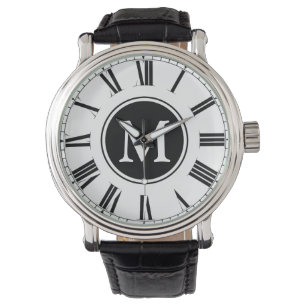 Montre Élégant Monogramme noir et blanc