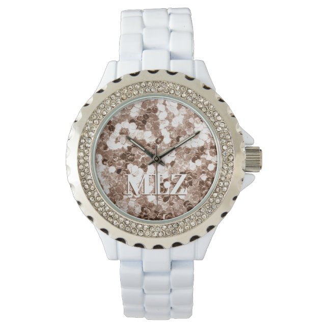 Montre Élégant Monogramme Personnalisé Bronze Parties sci (devant)
