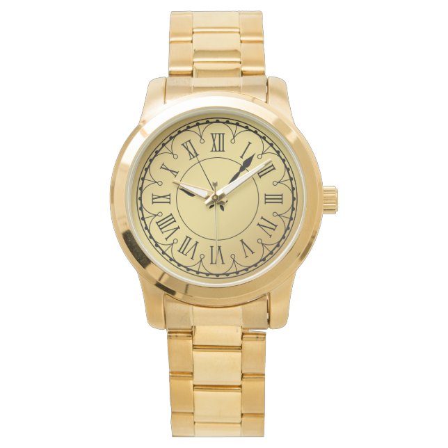 Montre Élégant monogramme Unisex chiffres romains (devant)