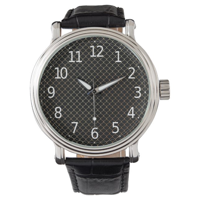 Montre Élégant Motif de la chaîne de clôture dorée modern (devant)