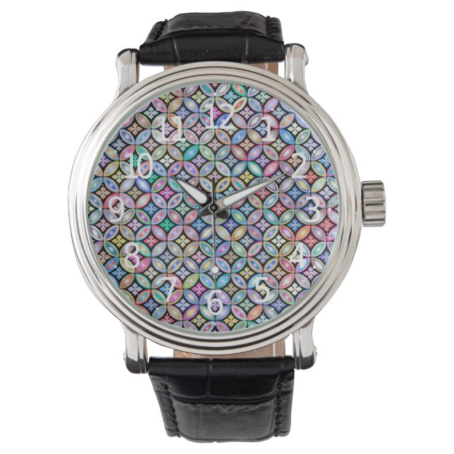 Montre Élégant Motif en verre Abstrait coloré (devant)