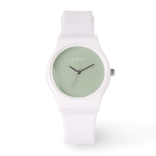 Montre Élégant nom de script vert sage