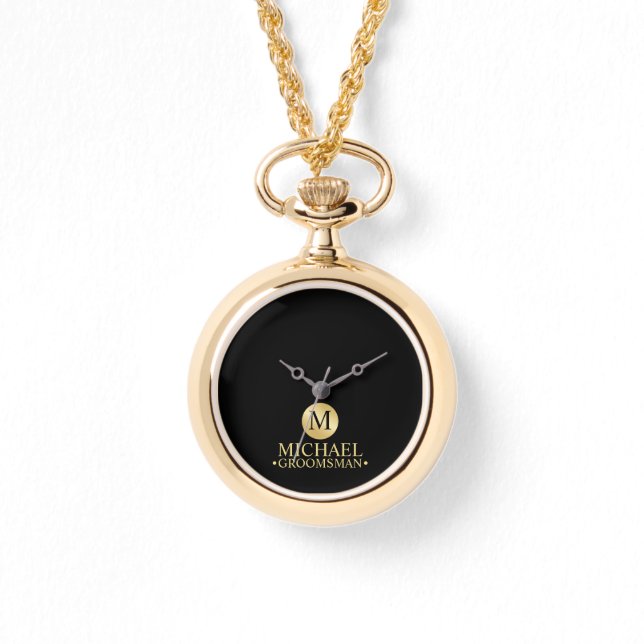 Montre Élégant Or Personnalisé Groomsmen (Recto)