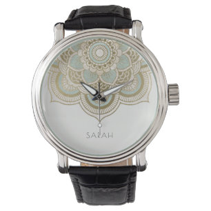 Montre Elégant Ornate Gold Foil Turquoise Turquoise Mand