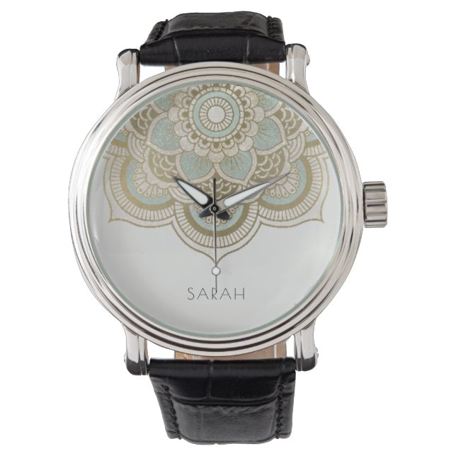 Montre Elégant Ornate Gold Foil Turquoise Turquoise Manda (devant)