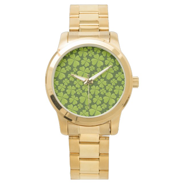 Montre Élégant quatre feuilles de trèfle floral (devant)