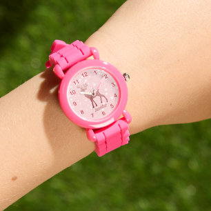 Montre élégant rennes de parties scintillant rose neigeux