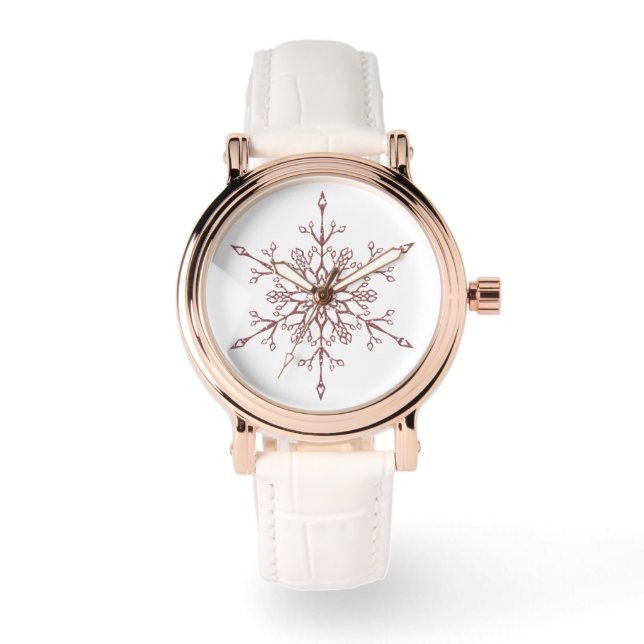 Montre Élégant Rose Parties scintillant or Flocon de neig (Recto)