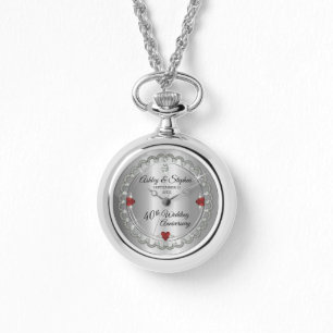 Montre Elégant Ruby   Diamants 40e anniversaire de Mariag