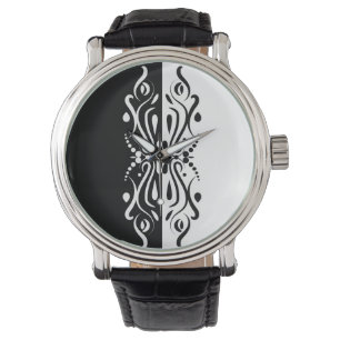 Montre Élégant style arlequin Abstrait noir et blanc