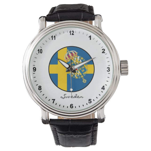 Montre Elégant Suède Watch & Drapeau suédois (devant)