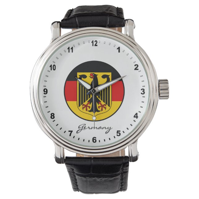 Montre Elégante Allemagne Watch & drapeau allemand / Deut (devant)