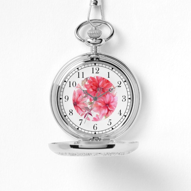 Montre Elégante Aquarelle rose Floral Chic Womans élégant (Recto)