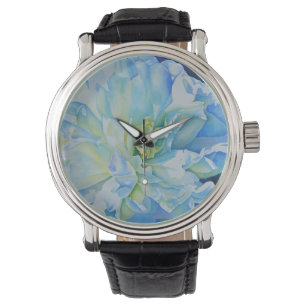 Montre Elégante couleur bleue turquoise florale