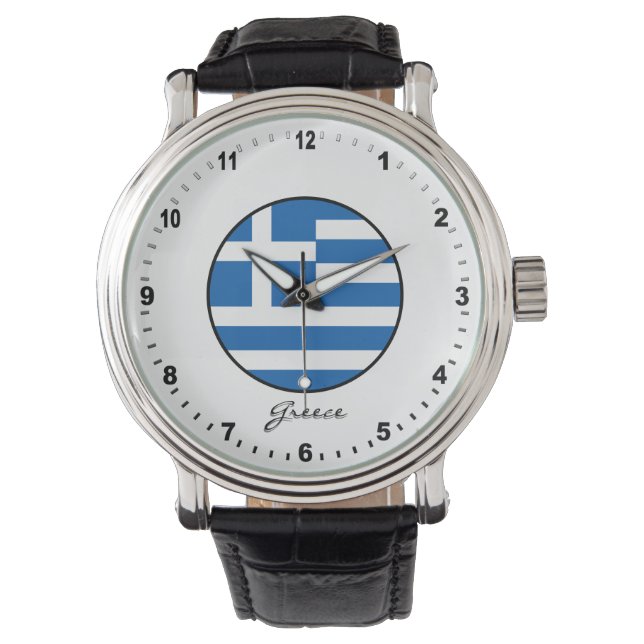 Montre Elégante Grèce Watch & drapeau grec / Athènes (devant)