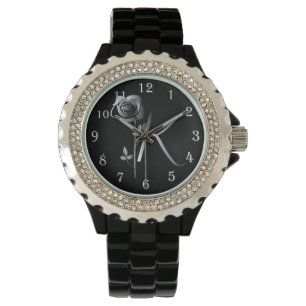 Montre Élégante lettre florale intemporelle K w Rose d'ar