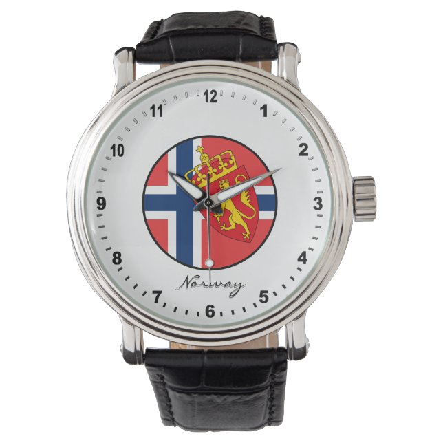 Montre Elégante Norvège Watch & drapeau norvégien (devant)