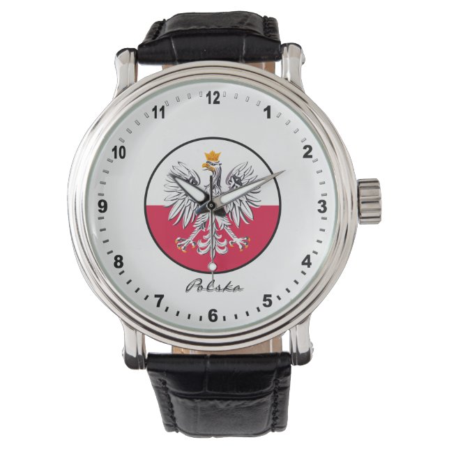 Montre Elégante Pologne Watch & drapeau polonais / Polska (devant)