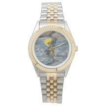 Montre élégante pour femmes Rose sur Eau bicolore
