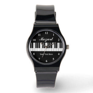 Montre Elégante touches de piano noir et blanc pour homme