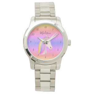 Montre Élégante Unicorn Rainbow Monogram femmes